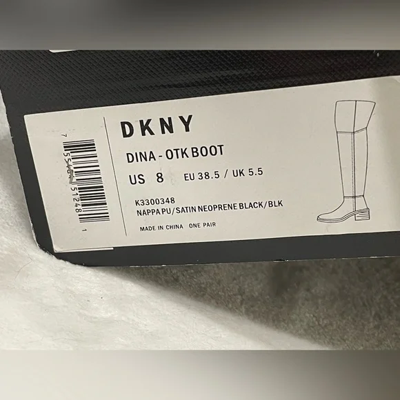 DKNY Dina Black Over-the-Knee Boots Sz 8 BNWB - Picture 9 of 9
